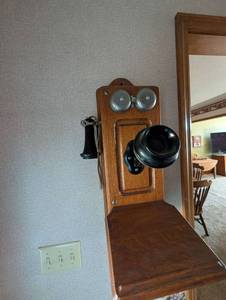 lot 703 image: 1900s Oak Wall Mount Telephone