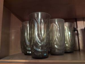 lot 3101 image: MCM Smoke Green Swirl Pattern Drinking Glasses Set