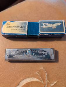 lot 3108 image: M.Hohners Old Standby & American Ace Harmonicas Set