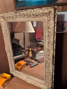 lot 3164 image: Ornate Wall Mirror with Detailed Floral Frame