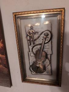 lot 3168 image: 3D Musical Wall Art with Violin and Figures