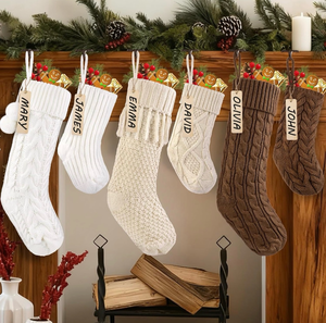 lot 69911 image: Knitted Christmas Stockings Decoration - Retail $16