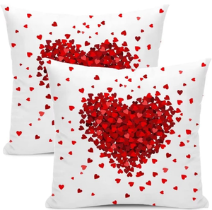 lot 69970 image: Happy Valentines Day Pillow Covers 18x18 Inch - Retail $12