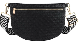 lot 69986 image: Woven Crossbody Bags for Women Leather Belt Bum Sling Purse - Retail $18