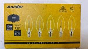 lot 70034 image: Osram 60W E12 Clear Candle Bulbs - 5 Pack - Retail $12