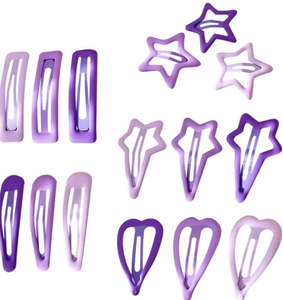 lot 70054 image: 15 Pcs Star Metal Snap Hair Clips Cute Purple - Retail $5