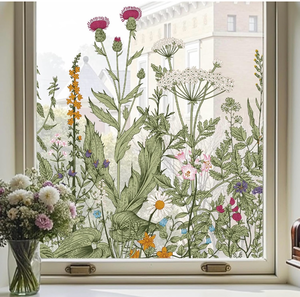 lot 70063 image: Window Privacy Film,Colorful Floral Window Stickers - Retail $16