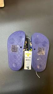 lot 70076 image: Navy Blue Toddler Boys Slides with Animal Print - Retail $5