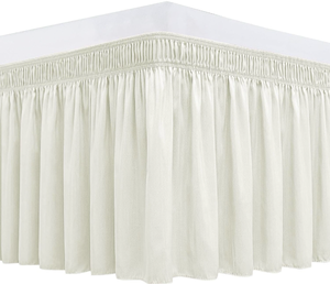 lot 70092 image: Wrap Around Bed Skirts for Queen Beds 15 Drop, Ivory - Retail $15