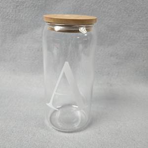 lot 159 image: Glass Drinking Jar with Bamboo Lid and Best Wishes Gift Box