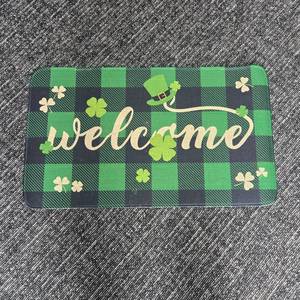 lot 160 image: St. Patricks Day Welcome Mat with Buffalo Plaid
