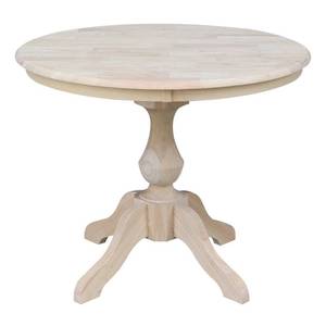 lot 73101 image: IC International Concepts, 36 Round Top Pedestal Dining Table, 29.9 High, Solid Real Wood, Sturdy Parawood, DIY, PaintStain Ready, Unfinished 2 boxes