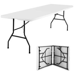 lot 73110 image: FDW Folding Half Portable Foldable Table for Parties Backyard Events (White, 6 FT 70  29) (White, 8 FT)