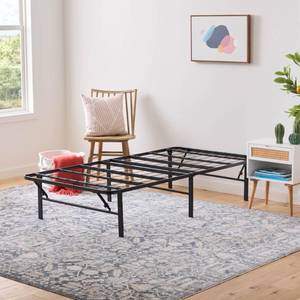 lot 73115 image: Linenspa Folding Metal Platform Bed Frame - No Box Spring Needed - Underbed Storage - Simple Toolless Assembly - Mattress Foundation - 14 High - Traditional Design - Sturdy Steel - Twin XL Size