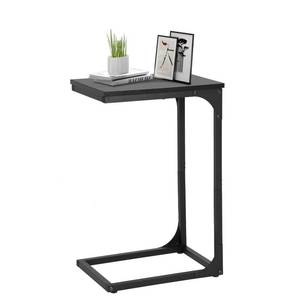 lot 73132 image: FDW C-Shaped End Table Wooden Top Side Table Adjustable Feet Small Cough Table Bedside End Table with Metal Frame for Bedroom Living Room,Black