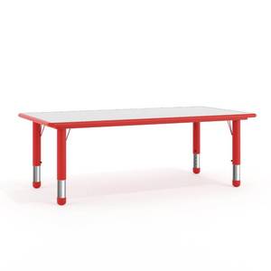 lot 73150 image: Flash Furniture Wren 23.625W x 47.25L Rectangular Red Plastic Height Adjustable Activity Table with Grey Top,legs only