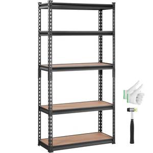 lot 21860 image: VEVOR Storage Shelving Unit, 5-Tier Adjustable, 2000 lbs Capacity, Heavy Duty Garage Shelves Metal Organizer Utility Rack, Black, 30 L x 12 W x 60 H for Kitchen Pantry Basement Bathroom Laundry