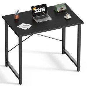 lot 21865 image: DUMOS 32 Inch Office Small Computer Desk Modern Simple Style Writing Study Work Table for Home Bedroom - Wood Black