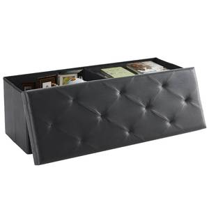 lot 21866 image: DUMOS 43 Inches Foldable Storage Ottoman Bench, Foot Rest Stool, Synthetic Leather Storage Chest with Thicker Foam Padded Seat for Entryway Living Room, Modern Black