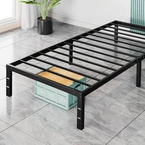 lot 21868 image: Sweetcrispy Twin Bed Frame - Heavy Duty Metal Platform Bed Frames Twin Size with Storage Space Under Frame, No Box Spring Needed, 14 Inches, Sturdy Steel Slat Support