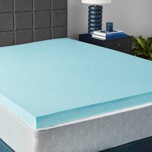 lot 21873 image: Amazon Basics Alternative Latex Queen Mattress Topper, Cooling Gel-Infused, CertiPUR-US Certified, 3 Inches, Blue