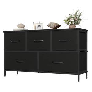 lot 21986 image: NEWBULIG 5 Drawer Fabric Dresser Storage Chest Organizer Unit with Fabric Bins for Bedroom Closet Living Room Hallway,Black