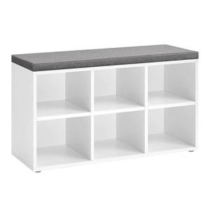 lot 21987 image: VASAGLE Shoe Bench with Cushion, Shoe Storage Bench with 6 Compartments and 3 Adjustable Shelves, Entryway Bench with Padded Seat, for Bedroom, Closet, Living Room, White ULHS23WT