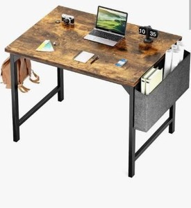 lot 21991 image: Sweetcrispy Small Computer Office Desk 32 Inch Student Study Writing Work with Metal Frame Wood Tabletop Modern Simple Home Bedroom PC Table - Rustic,