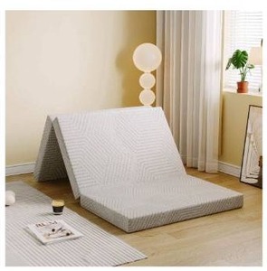 lot 21997 image: MLILY Tri-Fold Memory Foam Mattress Topper, 4 inch Single Folding Mattress with Collapsible and Washable Cover, Travel and Guest Mat, 75 25 4, Grey