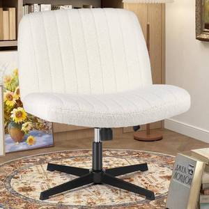 lot 22103 image: OLIXIS Criss Cross Chairs Legged Armless No Wheels Wide Seat Height Adjustable Swivel Rolling Padded Furry Cute Home Office Desk Seating for Bedroom, Student, Study Room