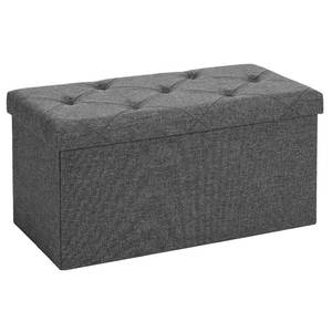 lot 22115 image: NEWBULIG Folding Storage Ottoman Bench Synthetic Leather with Padded Seat for Bedroom, 43in End of Bed Foot Rest Stools Storage Chest, Living Room, Pure Black.