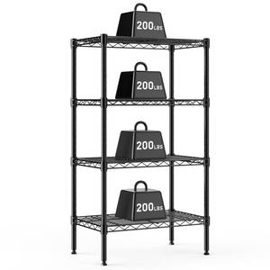 lot 22119 image: DUMOS 4-Tier Metal Wire Storage Shelves, Adjustable Standing Storage Rack Shelf, Heavy Duty Steel Shelving Unit Organizers for Kitchen Bathroom Pantry Garage, 23.3 13.4 47 H, Black