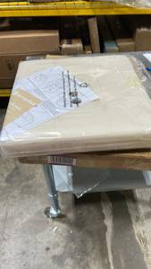 lot 22123 image: Storage Ottoman Cube with Small Bin, 15-in Square Ottoman with Storage for Living Room and Bedroom, Small Ottomans Foot Rest, Fabric Foot Stools Ottomans Max 330lbs, Cream