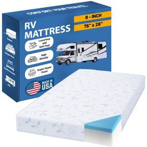 lot 22126 image: Greaton, 8-Inch High-Density Cooling Gel Memory Foam RV Mattress Replacement, Medium Firm, Good for Trailers, Camper Vans, Sofa Bed and Other Furniture Application, 75 x 28, White