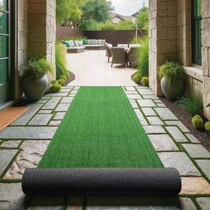 lot 22129 image: Sweethome Meadowland Collection Indoor and Outdoor Green Artificial Grass Turf Runner Rug 30 X 73 Green Artificial GrassPet mat with Rubber Backed