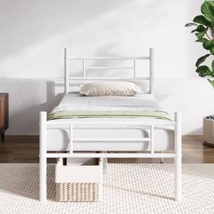 lot 22137 image: Novilla Twin Bed Frame with Headboard and Footboard, 14 Inch Metal Platform Bed Frame with Under Bed Storage, No Box Spring Needed, Strong Metal Slats Support, White