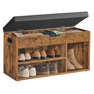 lot 22139 image: VASAGLE CUSTOS Collection - Storage Bench with Cushion, Shoe Bench, Padded Seat, Hidden Storage, Entryway, Hold up to 300 lb, 11.8 x 31.5 x 17.3 Inches, Rustic Brown and Ink Black ULHS30BX