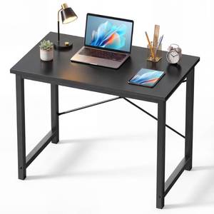 lot 22151 image: NEWBULIG 32 Small Office Desk, Computer Work Table Writing Desks Compact Study Table Student Bedroom Home PC Workstations with Metal Frame Wooden Tabletop, Black Wood