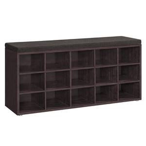 lot 11520 image: VASAGLE CUSTOS Collection - Shoe Bench, Storage Bench with Padded Seat, Entryway Bench with 15 Compartments, for Bedroom, 11.8 x 41.3 x 18.9 Inches, Espresso Brown and Chestnut Brown ULHS15BR