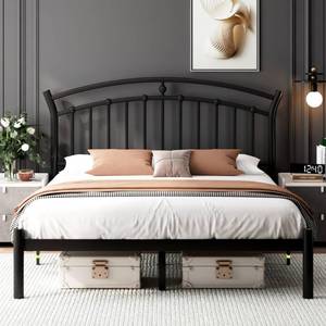 lot 11523 image: Feonase Full Black Bed Frame, Heavy-Duty Metal Bed Frame with 13 Hardened Steel Slats, 12 Under-Bed Storage, Noise-Free, Easy Assembly