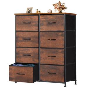 lot 11529 image: OLIXIS Dresser for Bedroom, 8 Storage Drawers, Tall Large Fabric Storage Tower Organizer, Chest of Drawers with Metal Frame Wooden Top for Nursery, Closet, Living Room, Entryway, Classic Rust Brown