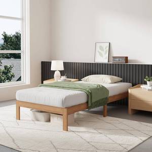 lot 11530 image: Novilla 12 Inch Wooden Twin Bed Frame, Classic Solid Wood Platform Bed Frame Twin Size, Sturdy Wood Slat Support, No Box Spring Needed, Easy Assembly