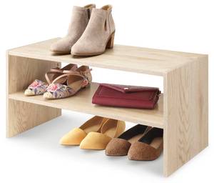 lot 11534 image: Whitmor Wood Stackable 2-Shelf Shoe Rack, White Oak, 24 inches