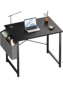 lot 11536 image: OLIXIS Computer Desk 44 Inch Home Office Desks for Small Spaces, Gaming Writing Study Work Table with Storage Bag for Bedroom, Black
