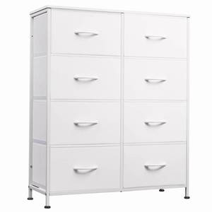lot 11539 image: WLIVE Fabric Dresser for Bedroom, Tall Dresser with 8 Drawers, Storage Tower with Fabric Bins, Double Dressers, Chest of Drawers for Closet, Playroom, Dormitory, White