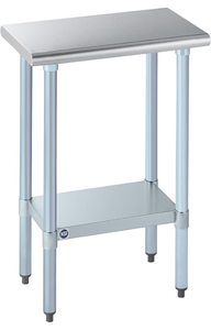 lot 11546 image: ROCKPOINT Stainless Steel Table for Prep & Work 18x24 Inches, NSF Metal Commercial Kitchen Heavy Duty Table with Adjustable Under Shelf and Table Foot for Restaurant, Home and Hotel