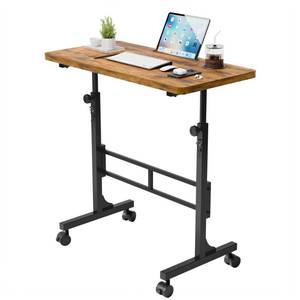 lot 20103 image: Furmax Small Portable Standing Desk Adjustable Height, Mobile Stand Laptop Computer Workstation with Lockable Wheels for Walking Pad Treadmill (Rustic)