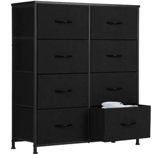 lot 20104 image: Sweetcrispy Dresser, Dresser for Bedroom Drawer Organizer Storage Drawers, Fabric Storage Tower with 8 Drawers, Chest of Drawers with Steel Frame, Wood Top for Living Room, Closet,Black