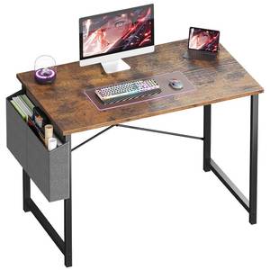 lot 20113 image: OLIXIS Computer Desk 40 Inch Home Office Desks for Small Spaces, Gaming Writing Study Work Table with Storage Bag for Bedroom, Rustic Brown