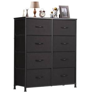 lot 20116 image: DUMOS 8 Drawer Dresser for Bedroom, Fabric Storage Organizer with Sturdy Metal Frame, Wooden Top Chest of Drawers for Closet Entryway Guest Room,Matte Black